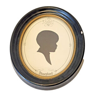 Disneyland Silhouette Portrait Little Boy Profile Oval Black Frame Cut Paper Art